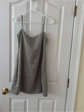 Zara Silver Sequin Mini Slip Dress